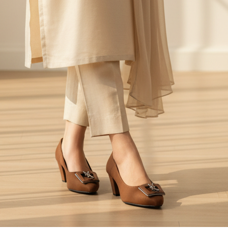 Emblem Buckle Block-Heel Pump - GH 3322