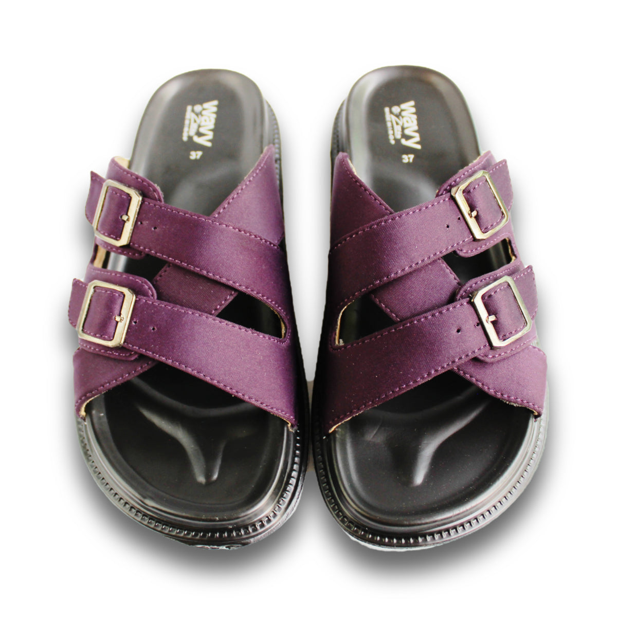 Satin Crossover Buckle Slide - Wavy 02