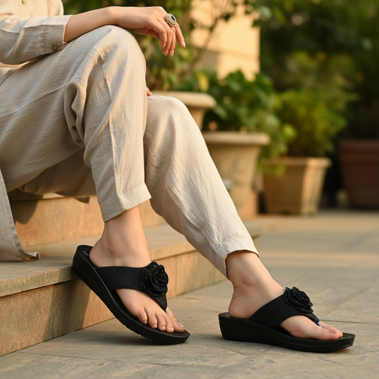 Rosette Embellished Thong Sandal - Cat 5