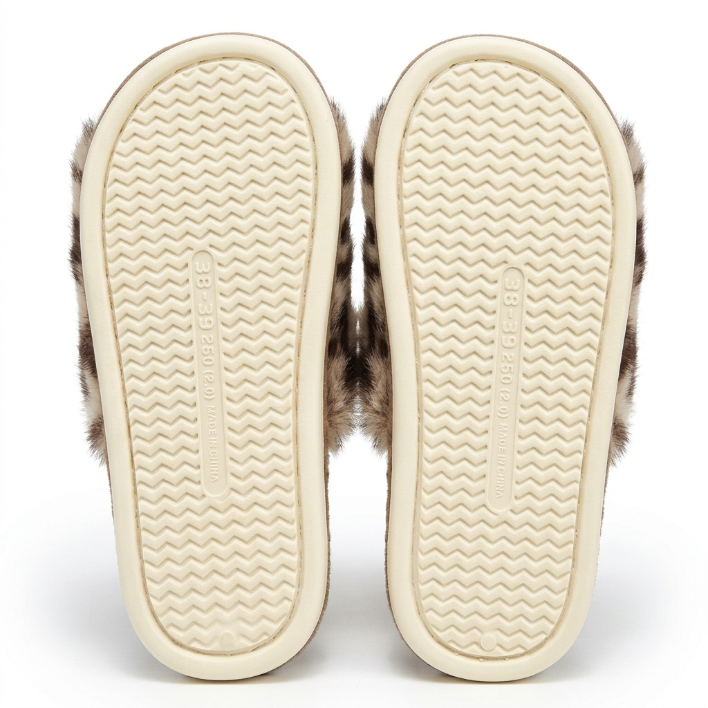 Snow Leopard Fluffy Slides