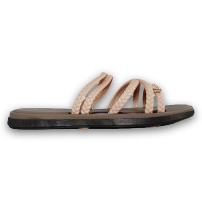 Braided Strappy Embellished Slide - 214