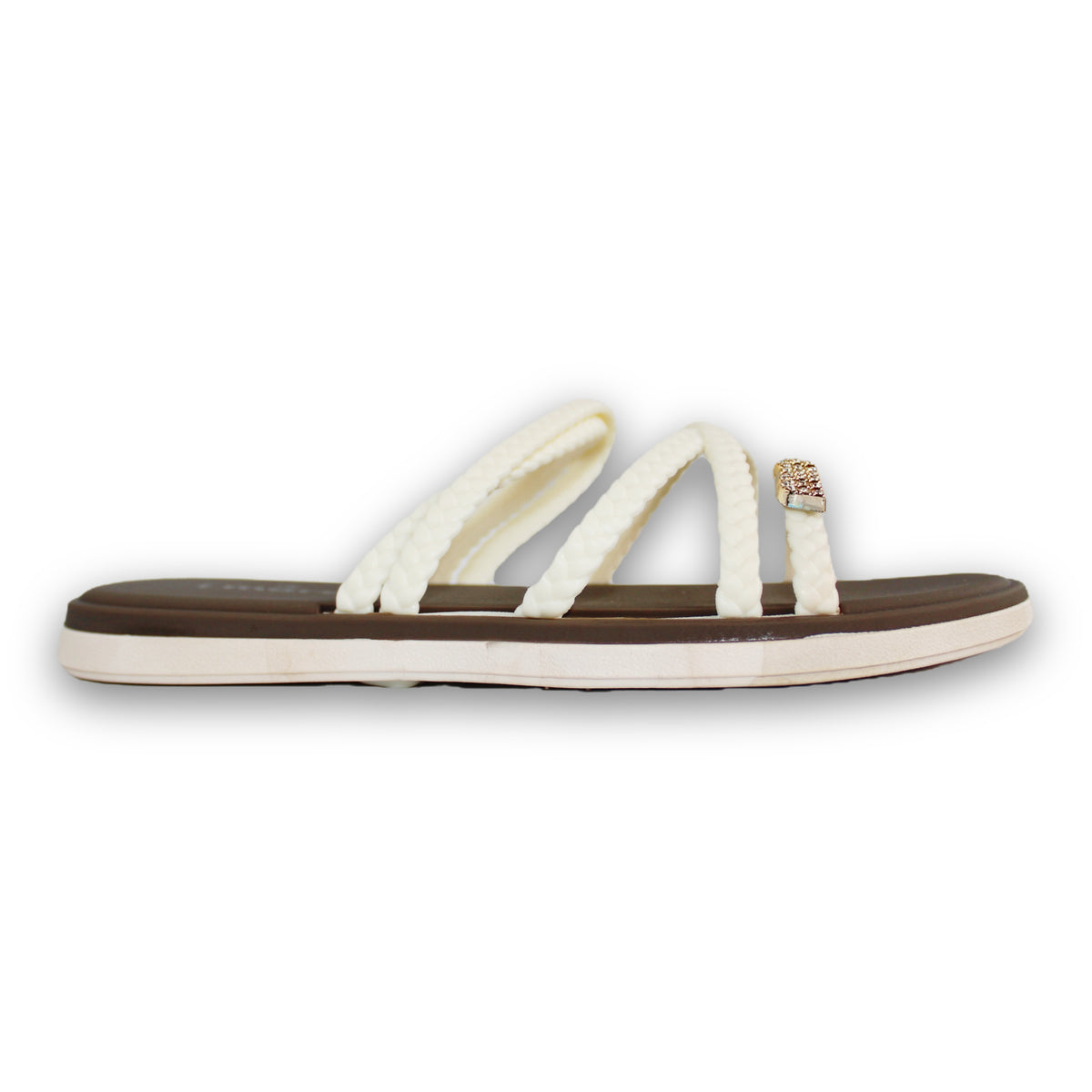 Braided Strappy Embellished Slide - 214