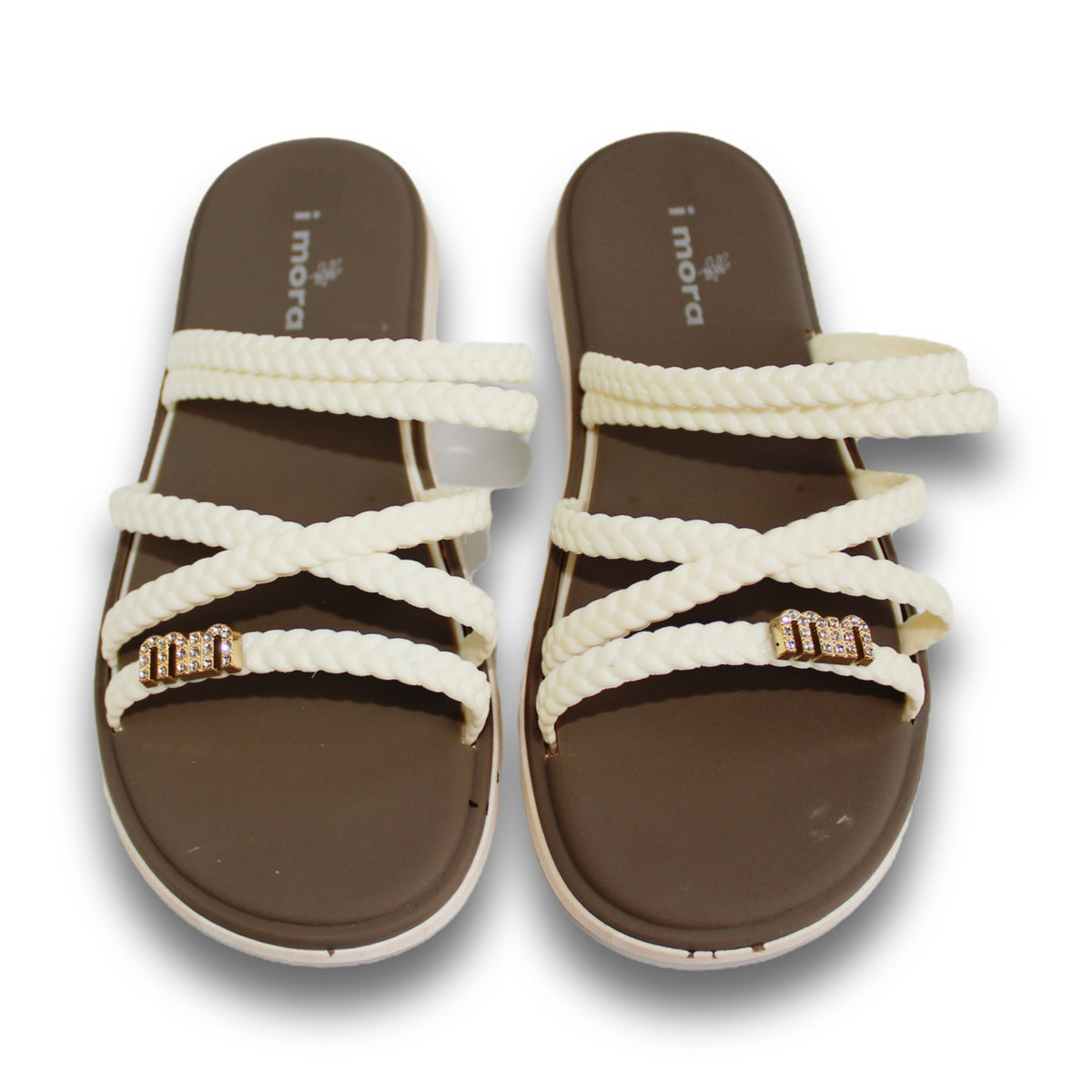Braided Strappy Embellished Slide - 214