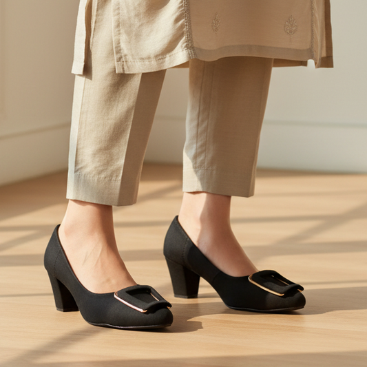 Buckle Detail Block-Heel Pump - GH 3114