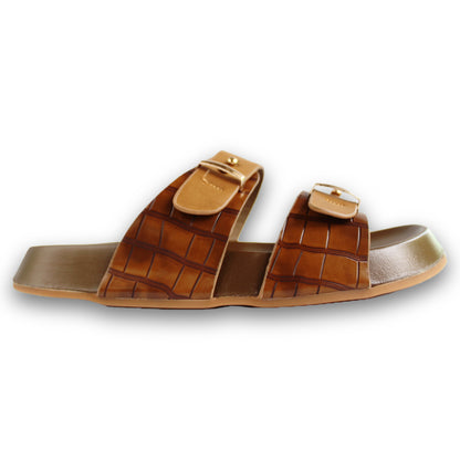 Croc-Embossed Buckle Slide - Cross 73