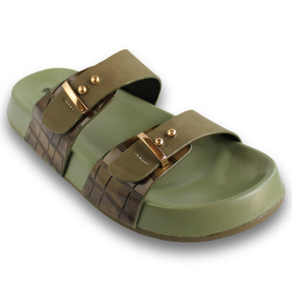 Croc-Embossed Buckle Slide - Cross 73
