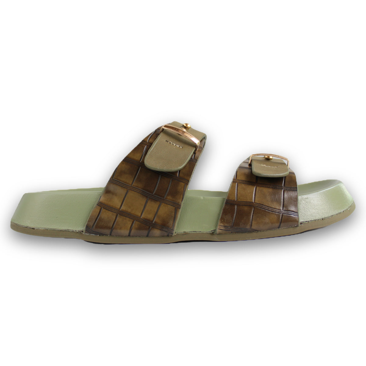 Croc-Embossed Buckle Slide - Cross 73