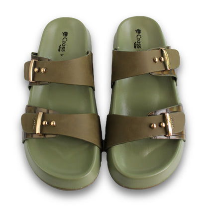 Croc-Embossed Buckle Slide - Cross 73