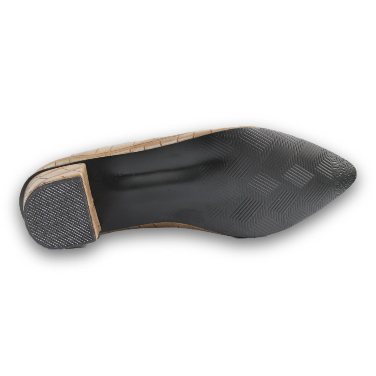 Croc-Embossed Pointed Toe Block-Heel Pump - 2929