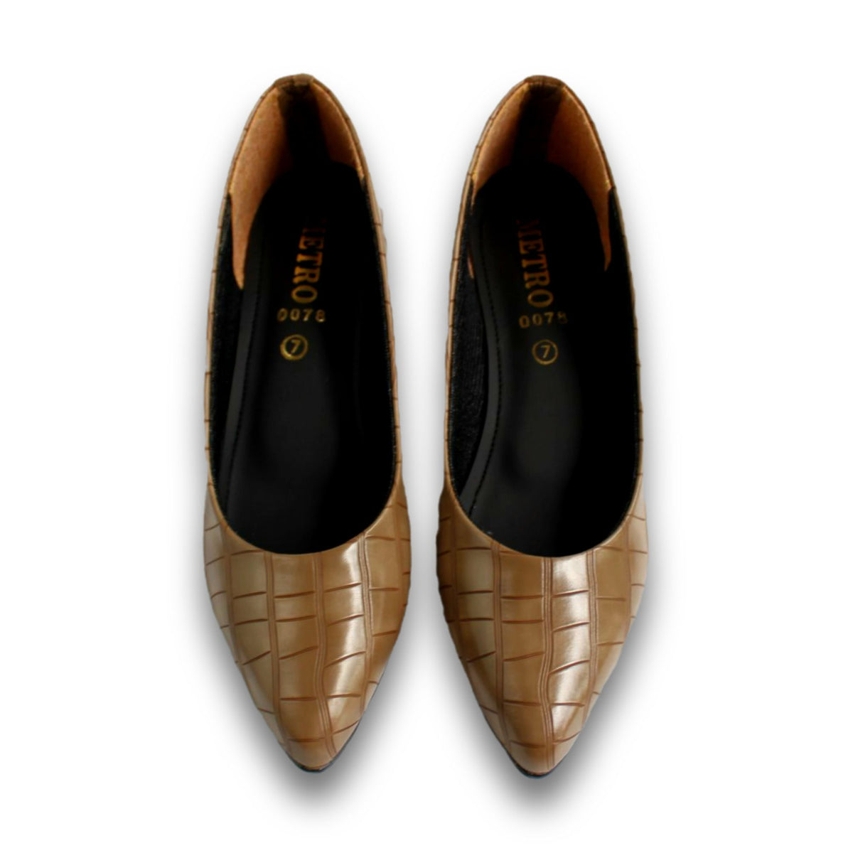 Croc-Embossed Pointed Toe Block-Heel Pump - 2929