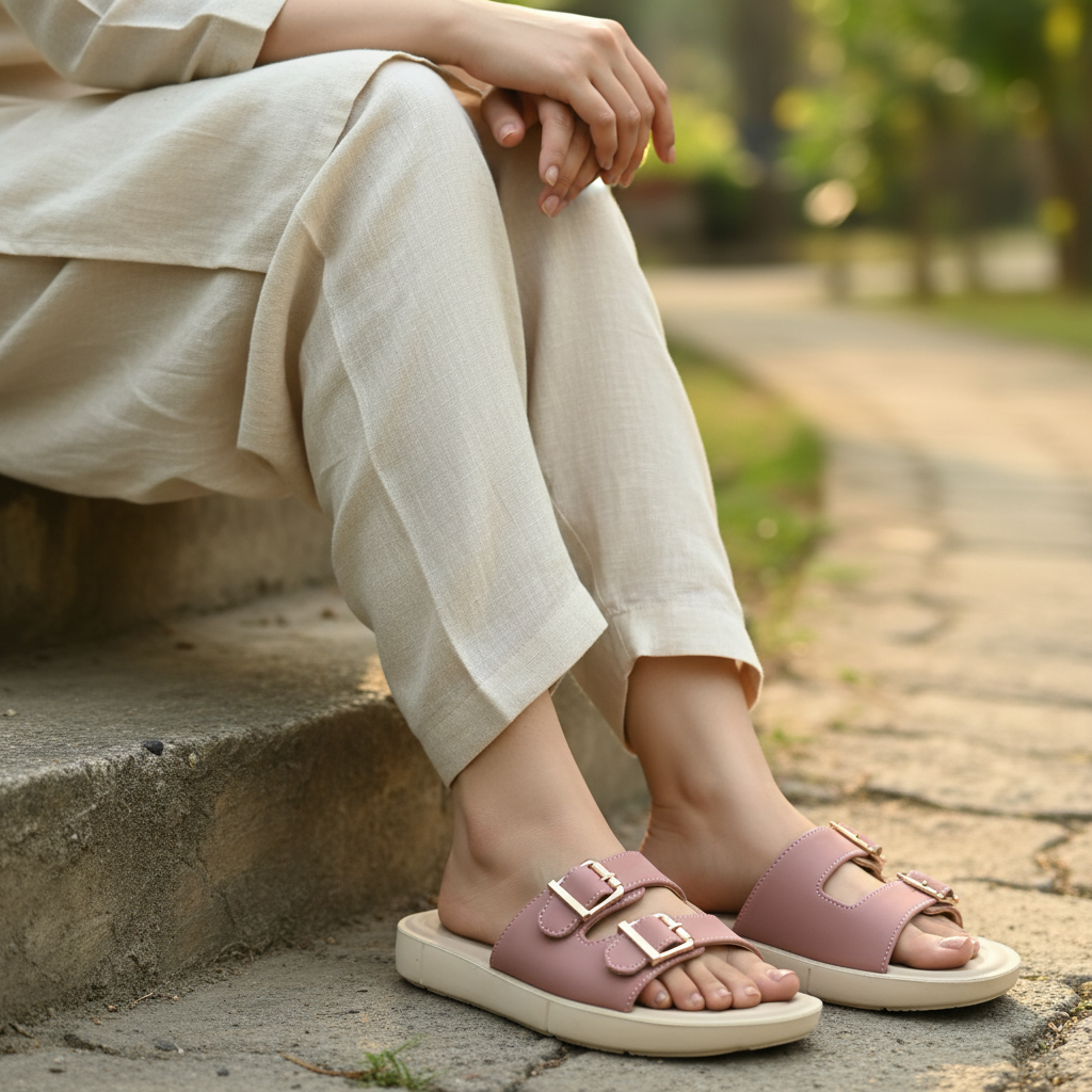 Dual-Buckle Comfort Slide Pink