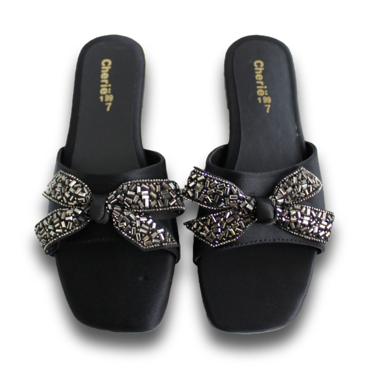 Embellished Bow Flat Slide - AT 199