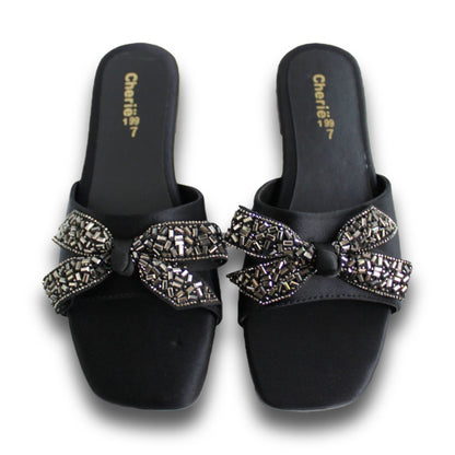 Embellished Bow Flat Slide - AT 199