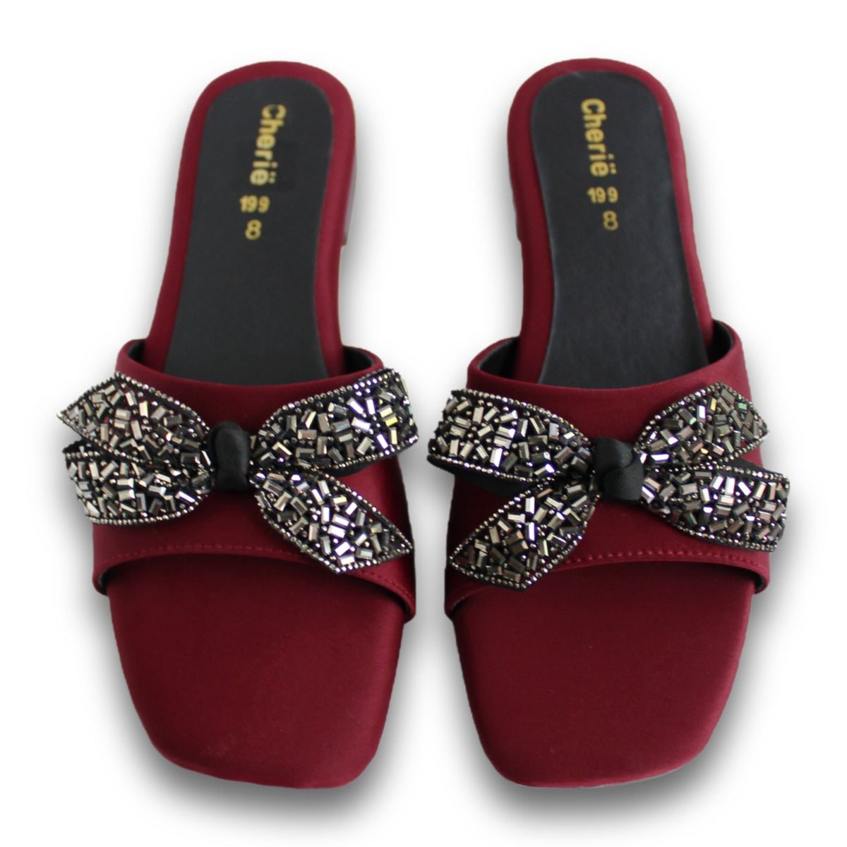 Embellished Bow Flat Slide - AT 199