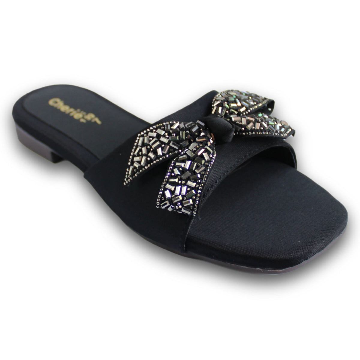 Embellished Bow Flat Slide - AT 199