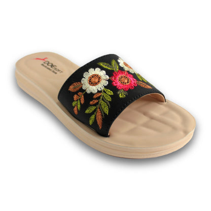 Floral Embroidered Slide Sandal - Doe 213