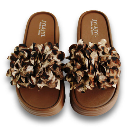 Flower Applique Platform Slide - 226