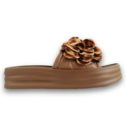 Flower Applique Platform Slide - 226