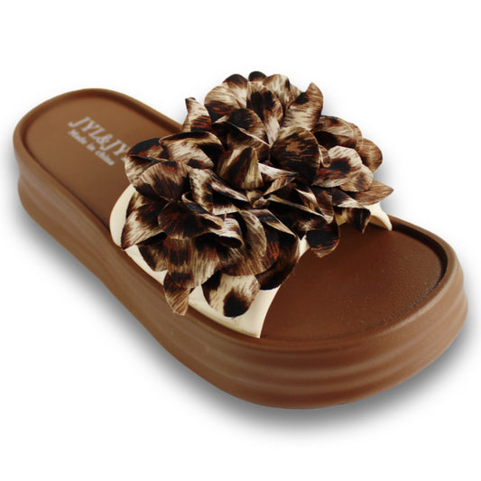 Flower Applique Platform Slide - 226