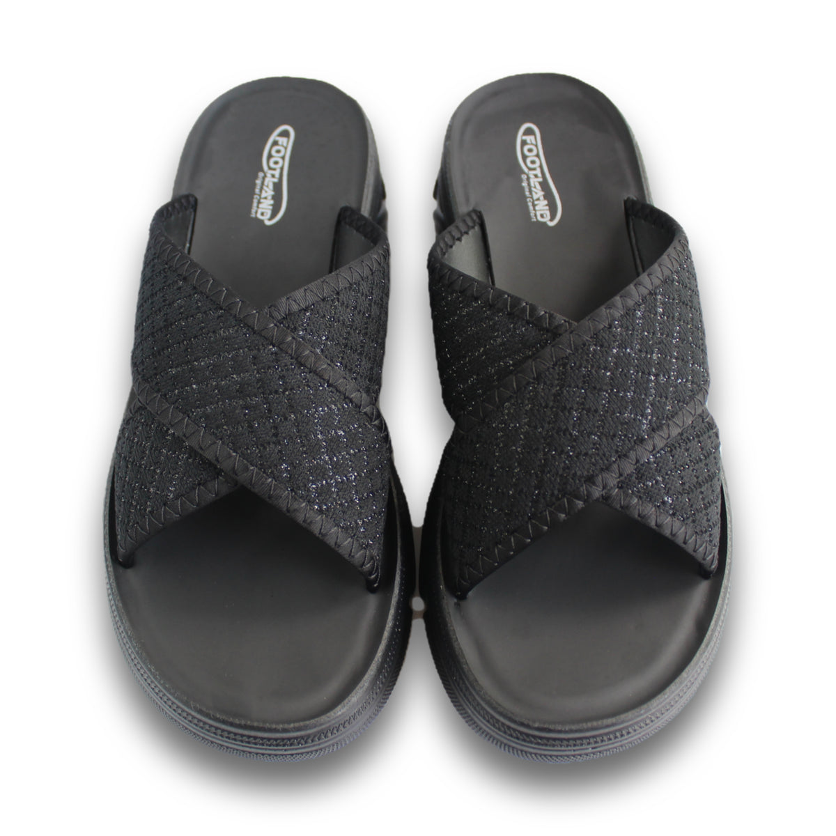 Glitter Cross Strap Platform Slide - R4
