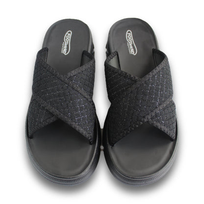 Glitter Cross Strap Platform Slide - R4