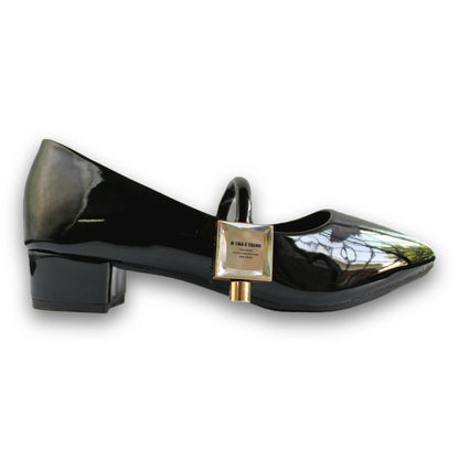 Glossy Buckle Pointed-Toe Heel - 2928