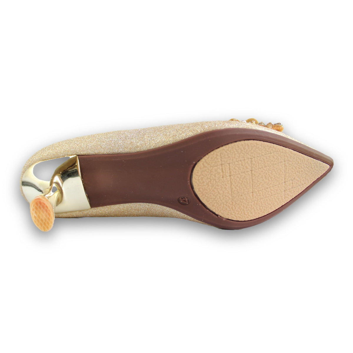 Jeweled Brooch Glitter Heel - 2935
