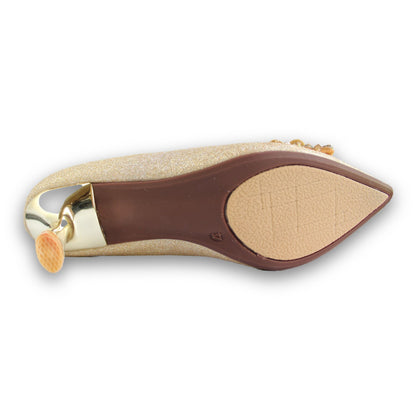 Jeweled Brooch Glitter Heel - 2935
