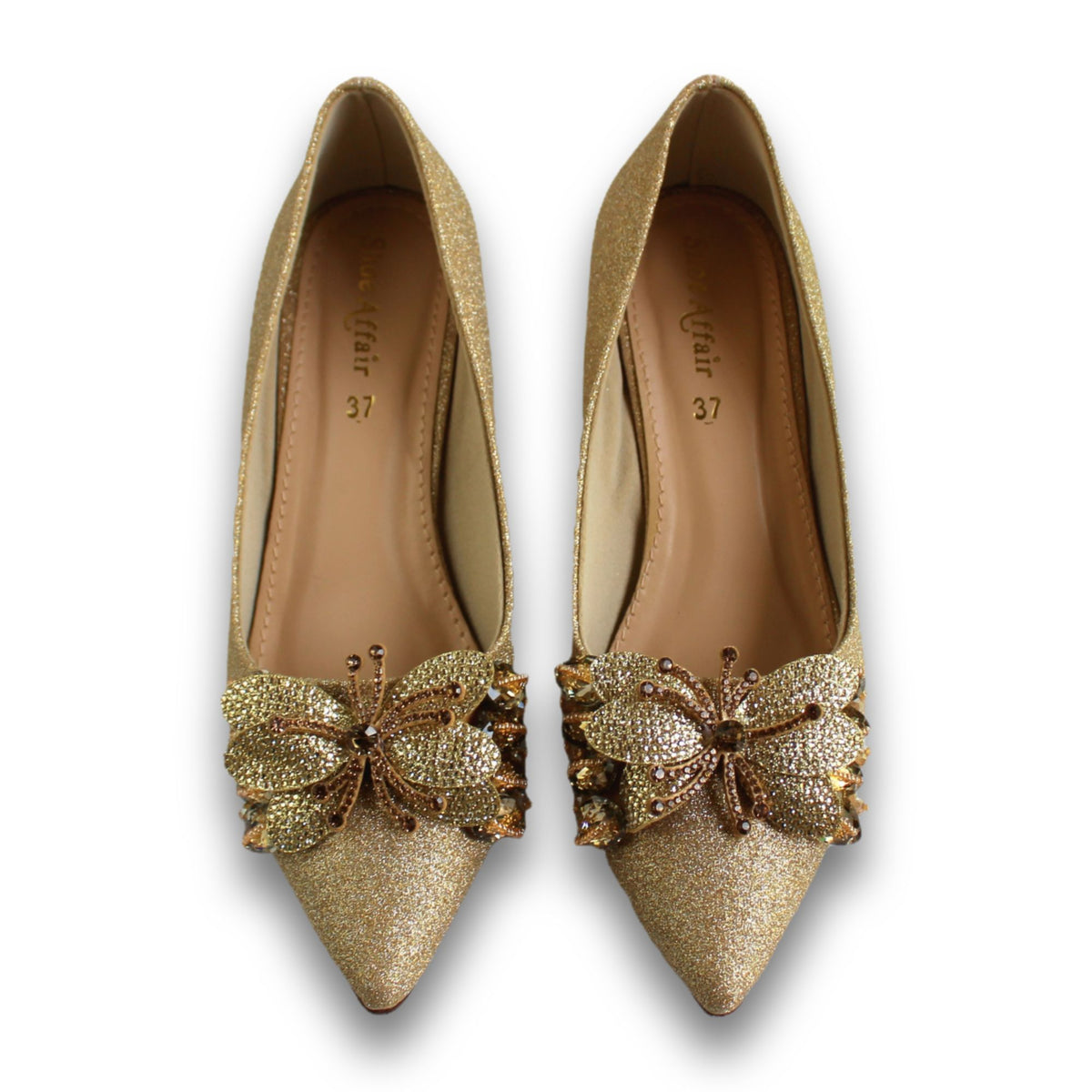 Jeweled Brooch Glitter Heel - 2935