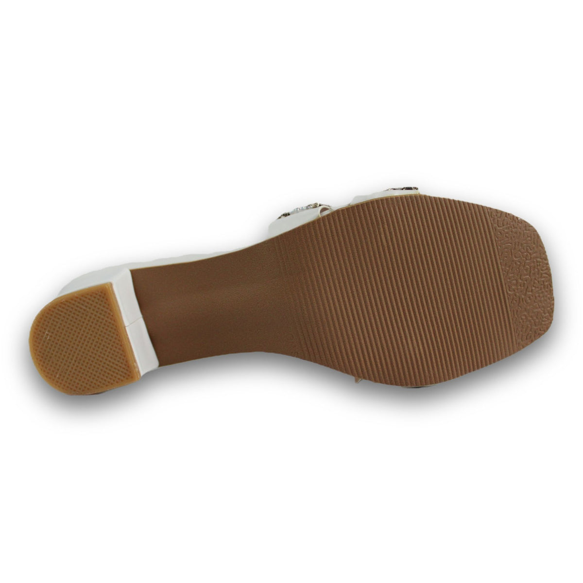 Jeweled Emblem Block-Heel Slide - HB 924