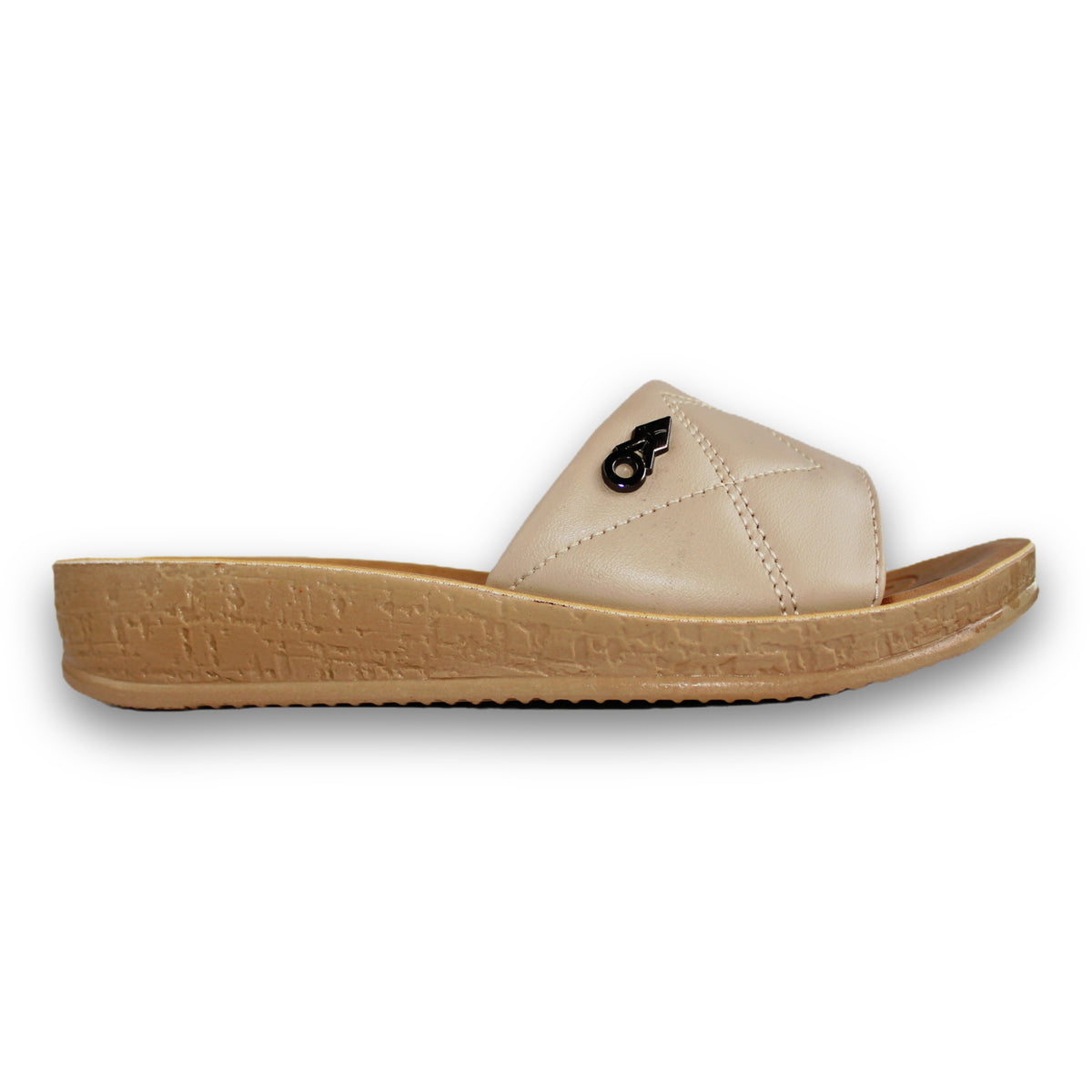 Quilted Strap Wedge Slide - Shine 42