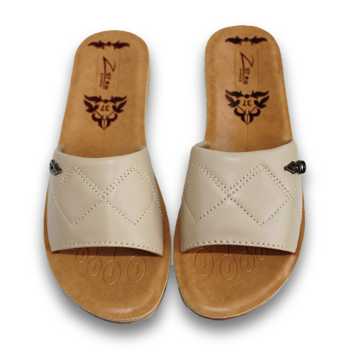 Quilted Strap Wedge Slide - Shine 42
