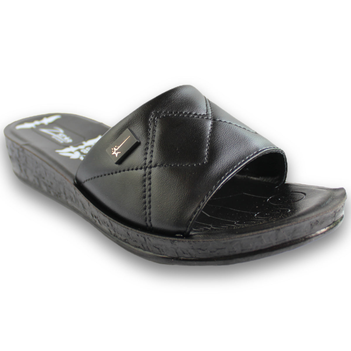 Quilted Strap Wedge Slide - Shine 42
