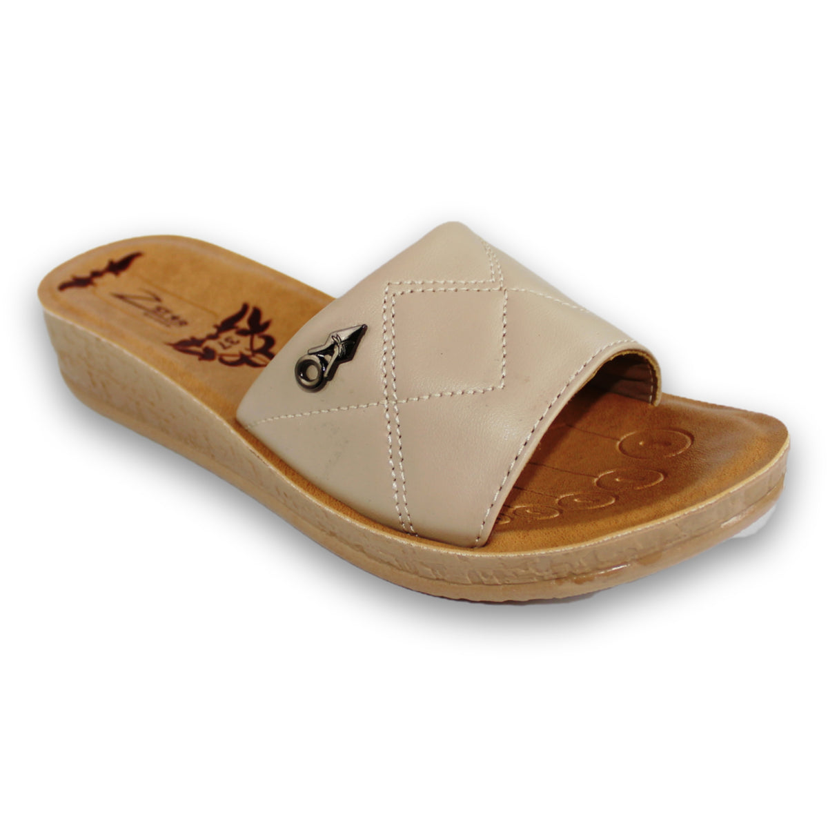 Quilted Strap Wedge Slide - Shine 42