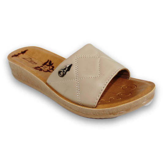 Quilted Strap Wedge Slide - Shine 42