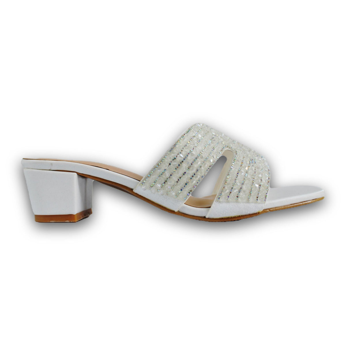 Rhinestone Block-Heel Slide - HB 933