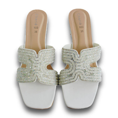 Rhinestone Block-Heel Slide - HB 933