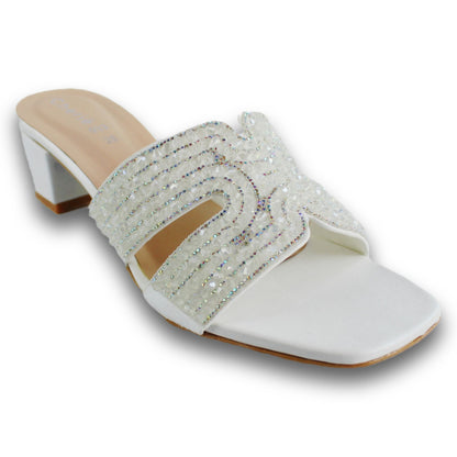 Rhinestone Block-Heel Slide - HB 933