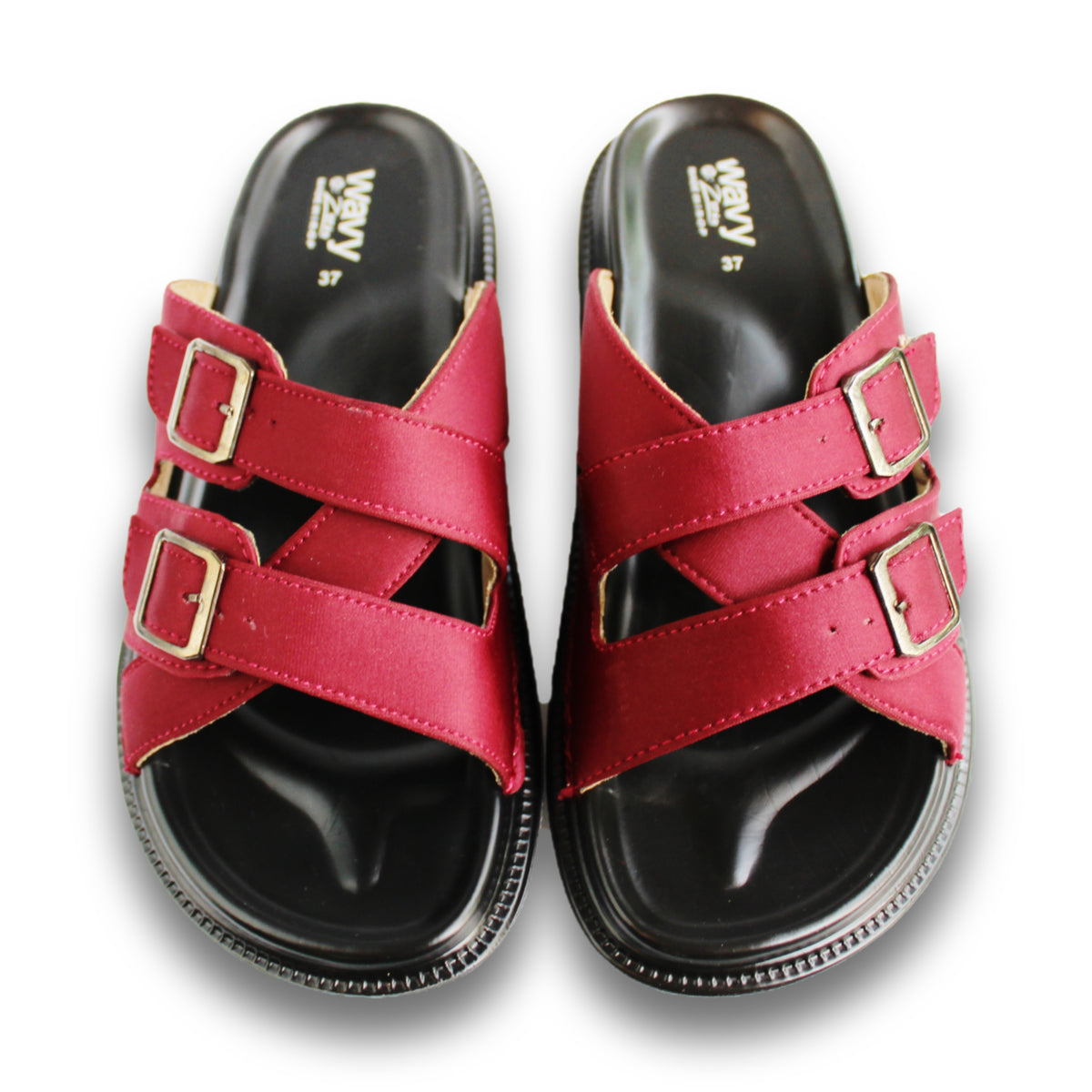 Satin Crossover Buckle Slide - Wavy 02