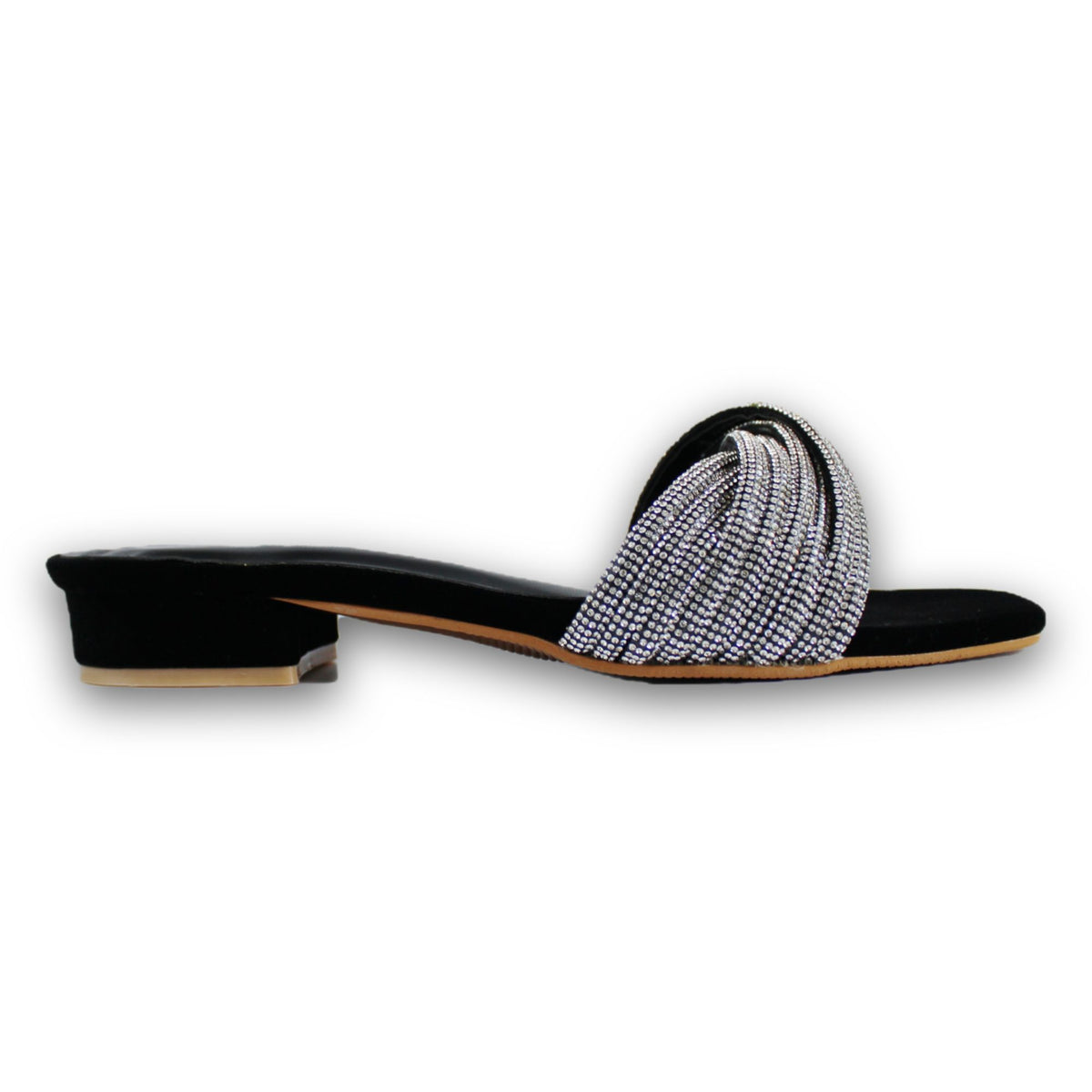 Twisted Rhinestone Strap Heel Slide - NF 901