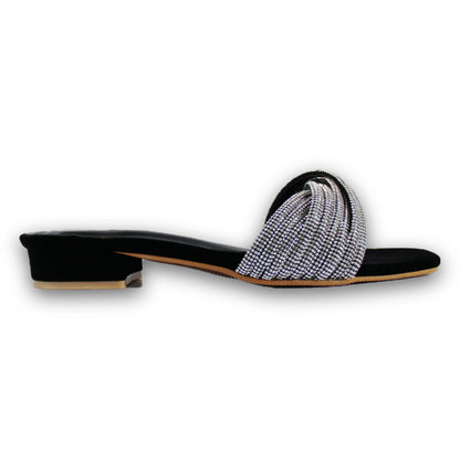 Twisted Rhinestone Strap Heel Slide - NF 901