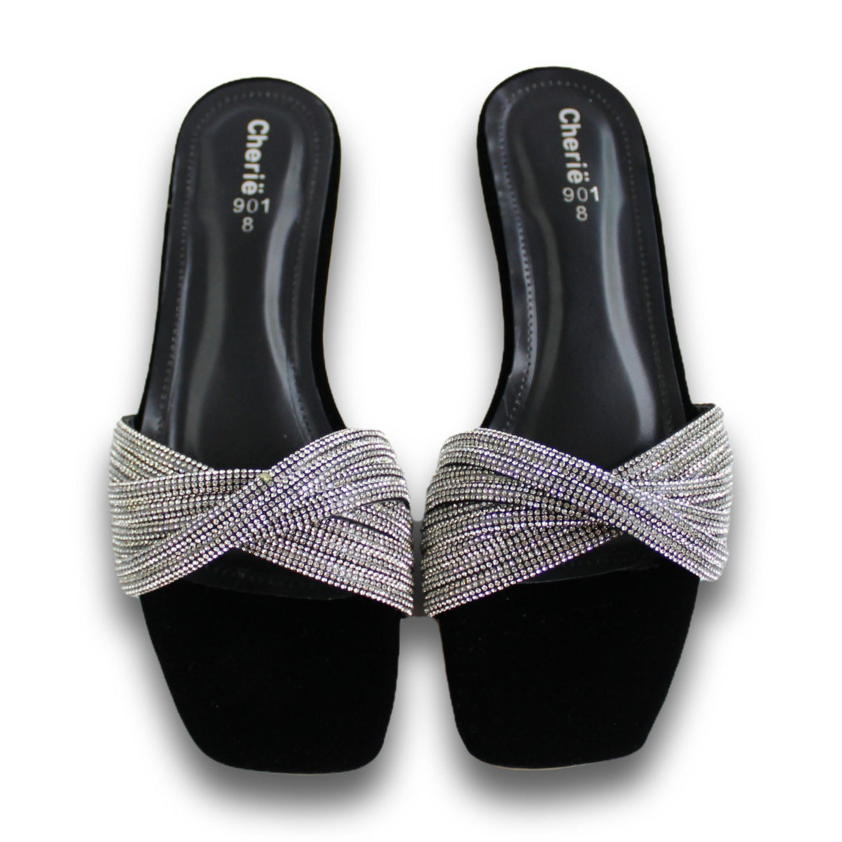 Twisted Rhinestone Strap Heel Slide - NF 901
