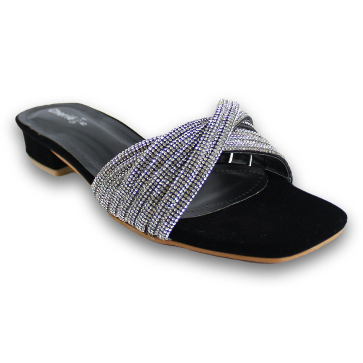 Twisted Rhinestone Strap Heel Slide - NF 901