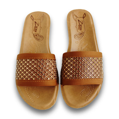 Woven Lattice Strap Wedge Slide - Gloria 36