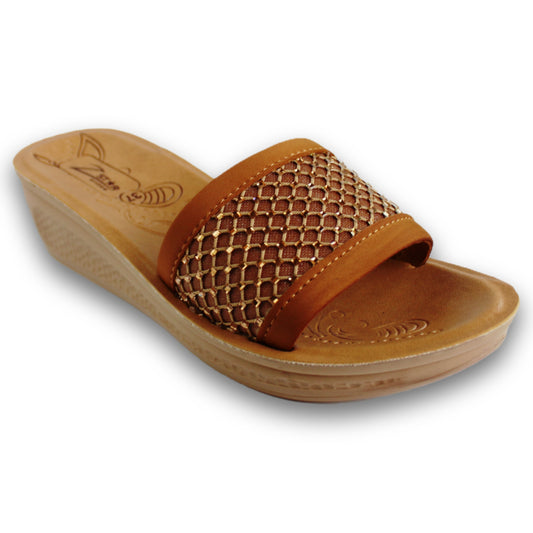 Woven Lattice Strap Wedge Slide - Gloria 36