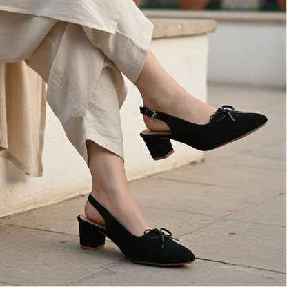 Bow-Detail Slingback Black