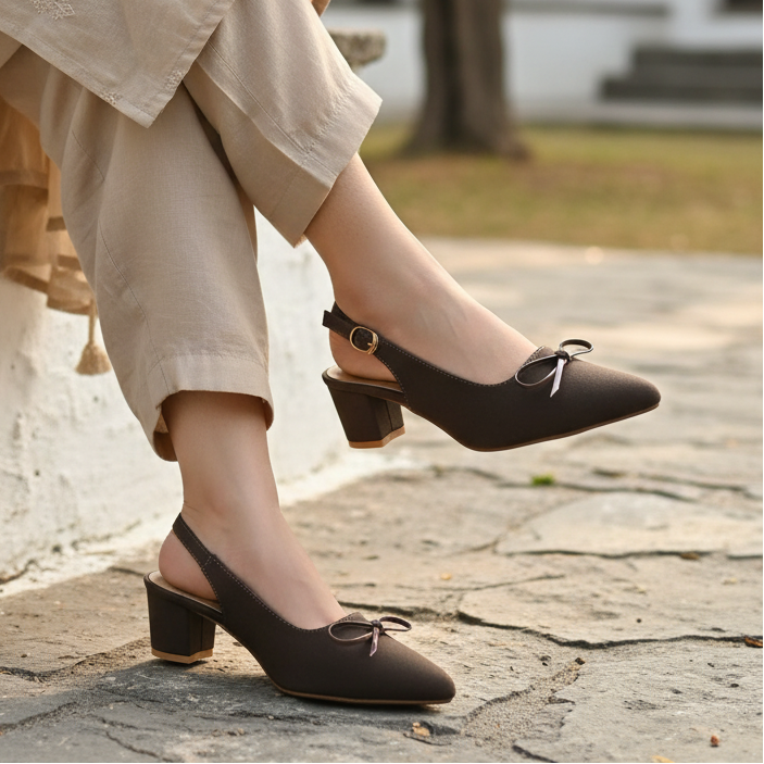 Bow-Detail Slingback Brown