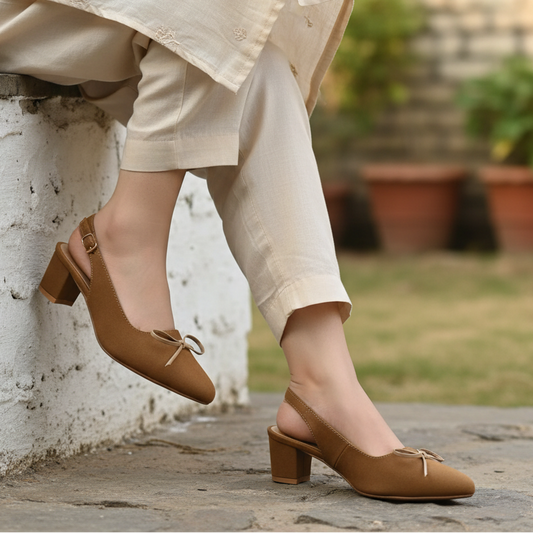 Bow-Detail Slingback Mustard