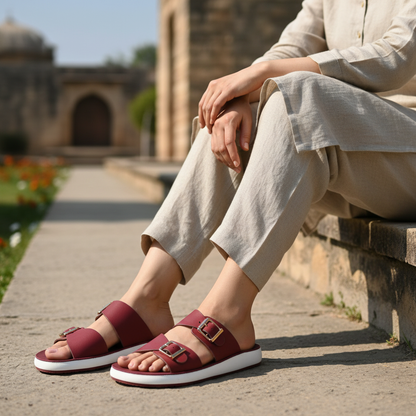 Double-Buckle Slipper Maroon