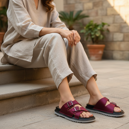 Satin Crossover Buckle Slide - Wavy 02